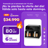 .Freidora de Aire Novohome Digital 8Lts Doble Canastos 4+4 1700W NH-AF DUAL 100W