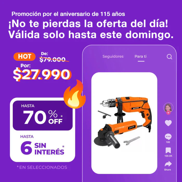 Amoladora Angular + Taladro Percutor Daewoo 750w Combo Pack